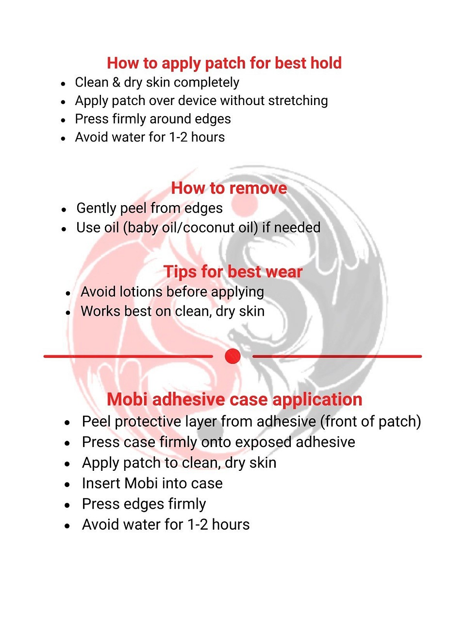 Patch instructions